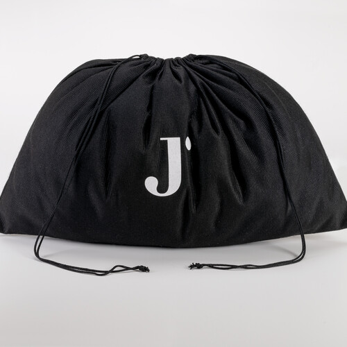 Drawstring bag with double rope closure in black cotton